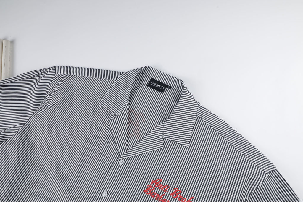 Pinstripe Hair Mechanic Smock - Black