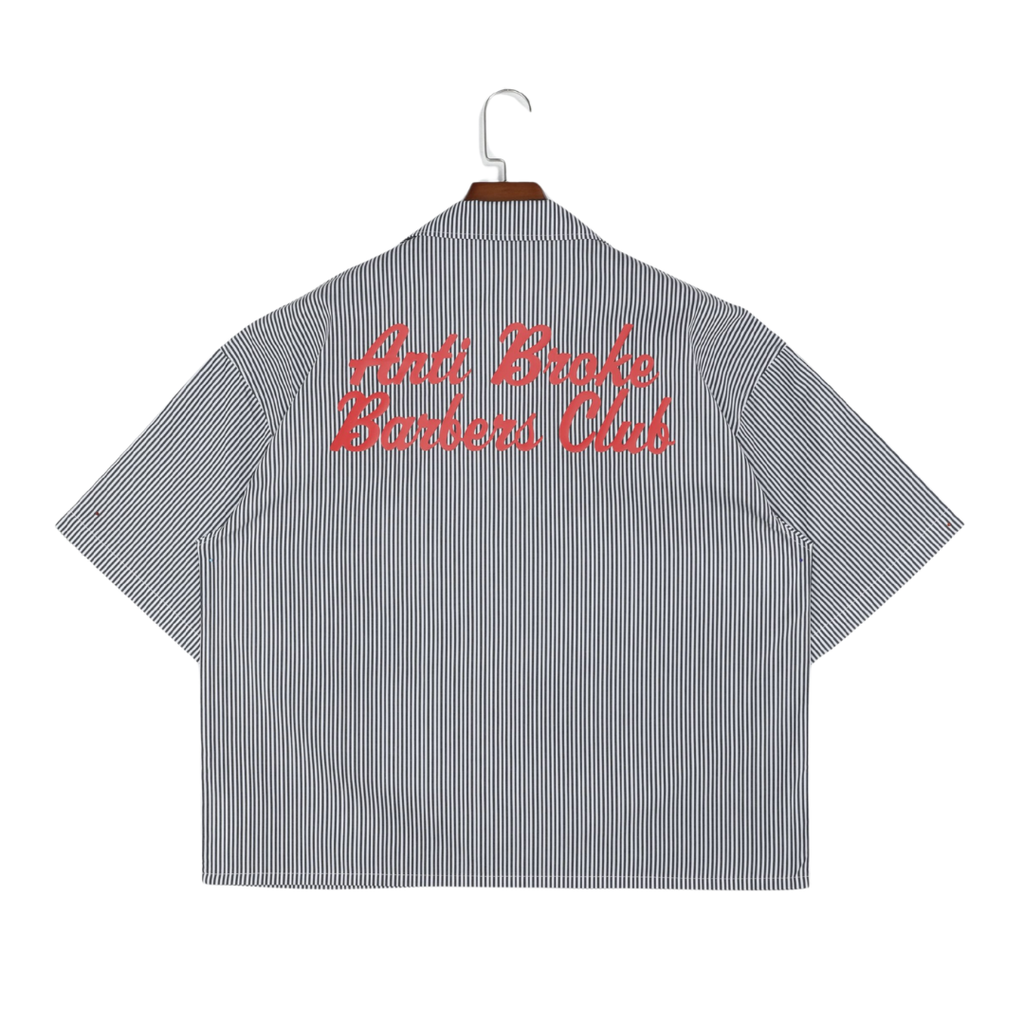 Pinstripe Hair Mechanic Smock - Black