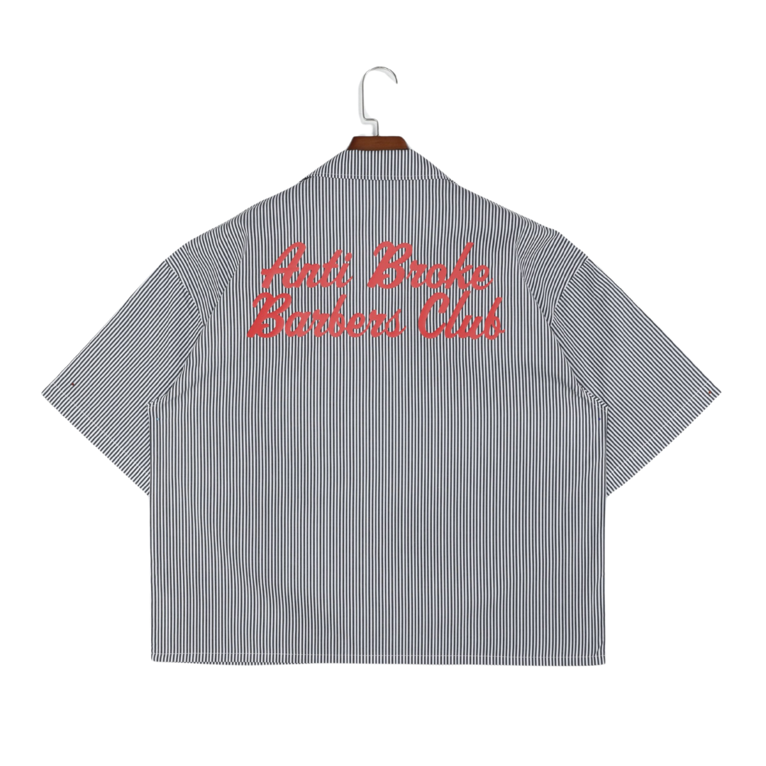 Pinstripe Hair Mechanic Smock - Black